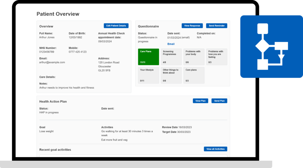 Annual Health Checks patient overview screenshot